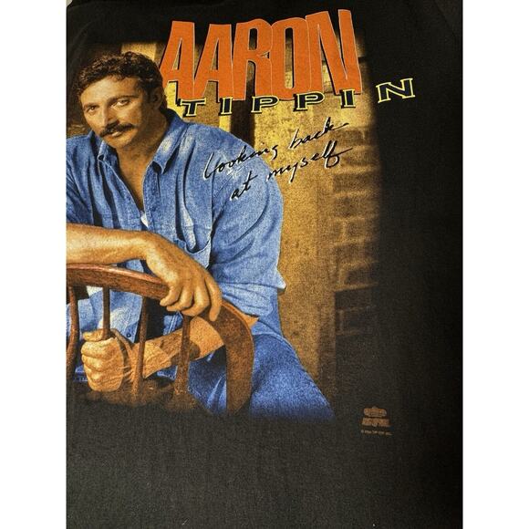 Vintage 1990's Aaron Tippin "Looking Back at Myself" T Shirt Men's Large READ - Picture 3 of 9